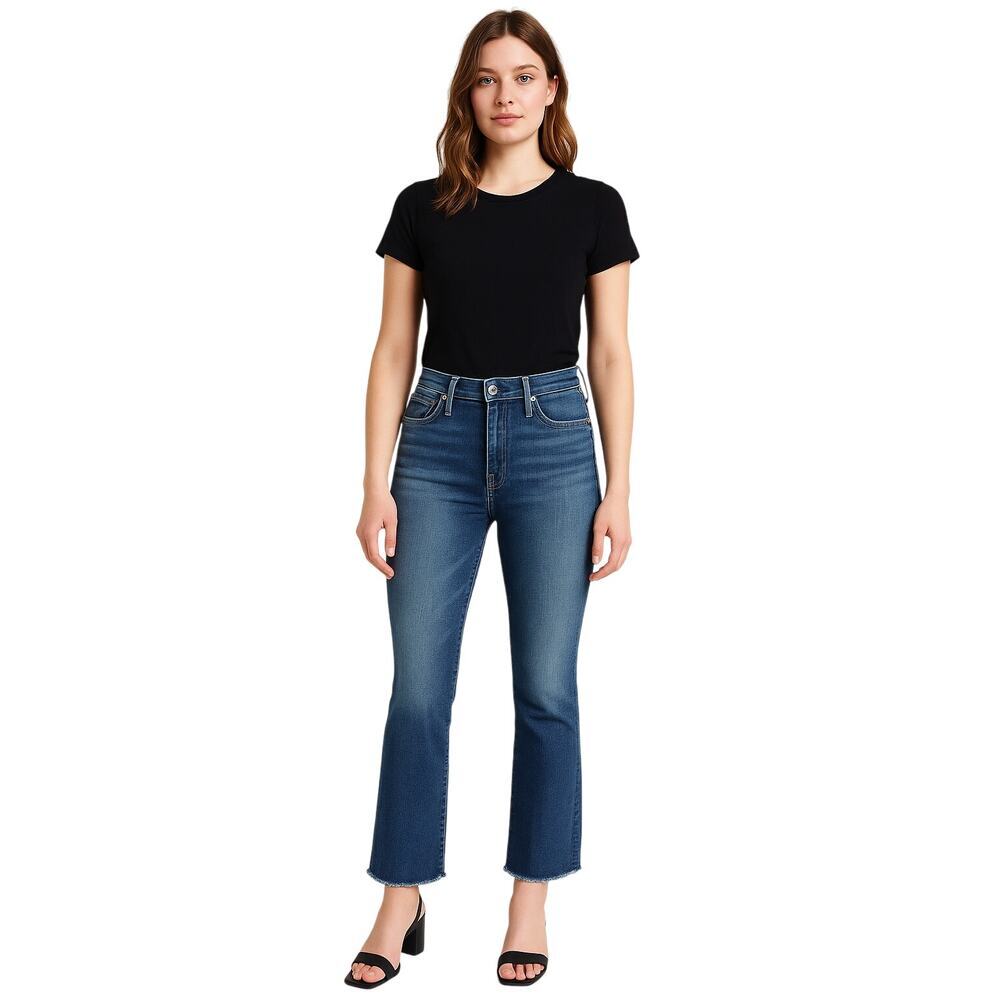 AG Adriano Goldschmied Women’s Jeans 24R Blue Raw Hem Mid Rise Slim Fit